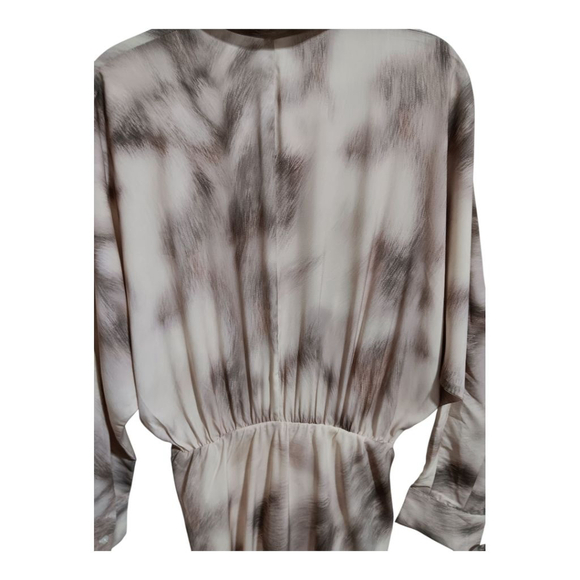 Express NWT Neutral Watercolor Portofino Half Button Up Midi Shirt Dress NWT - Picture 10 of 15